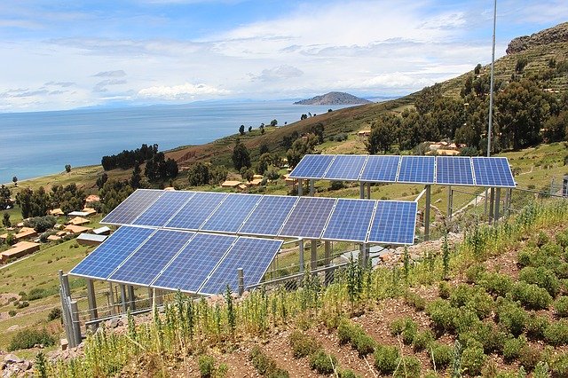Solar array on hillside