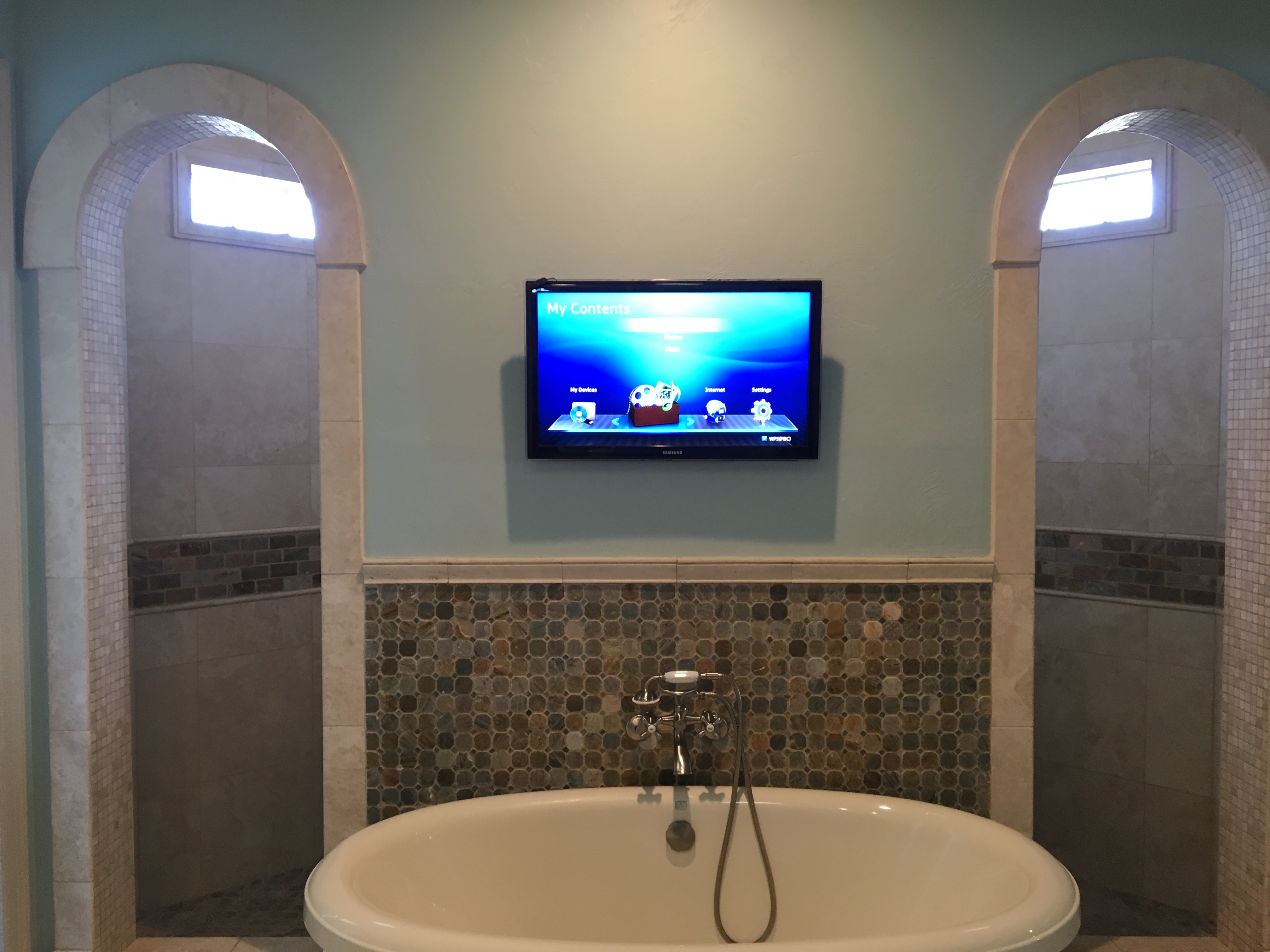 TV installed over bathtub
